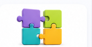 Four connected puzzle pieces